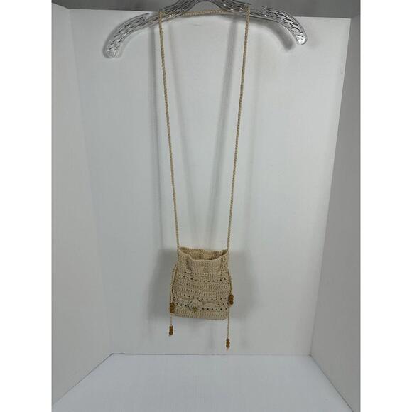 Handbags - VTG Crocheted Macrame Boho Crossbody Bag Purse Braided Strap Lined‎ Fringe NWT